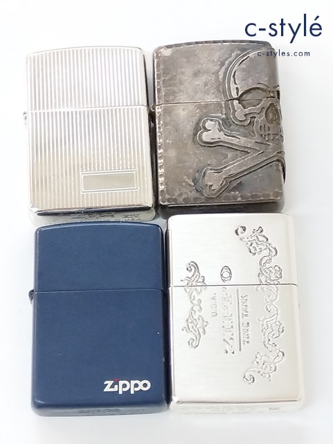 ZIPPO ジッポー オイルライター TIME TANK 時計 クロスボーン ストライプ 喫煙具 計4点