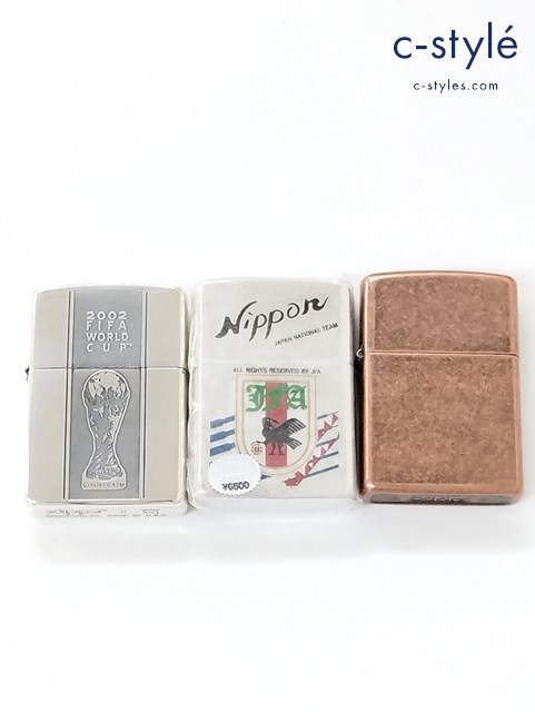 ZIPPO ジッポー オイルライター JFA 日本代表 1993 2002 FIFA World Cup アンティークカッパー 喫煙具 計3点