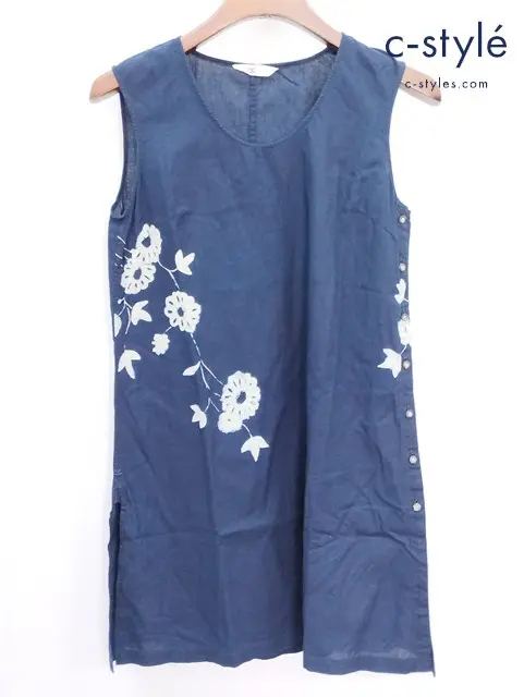 45R フォーティーファイブアール ノースリーブチュニック 1 インディゴ 花柄 コットン100% レディース