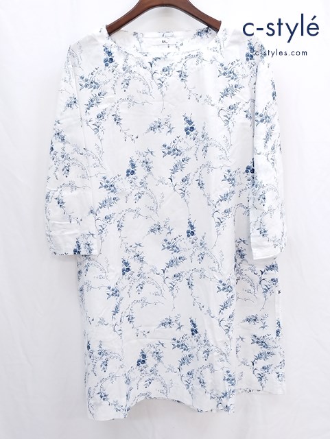 45R フォーティーファイブアール ワンピース 3 ホワイト系 花柄 フラワープリント コットン100%