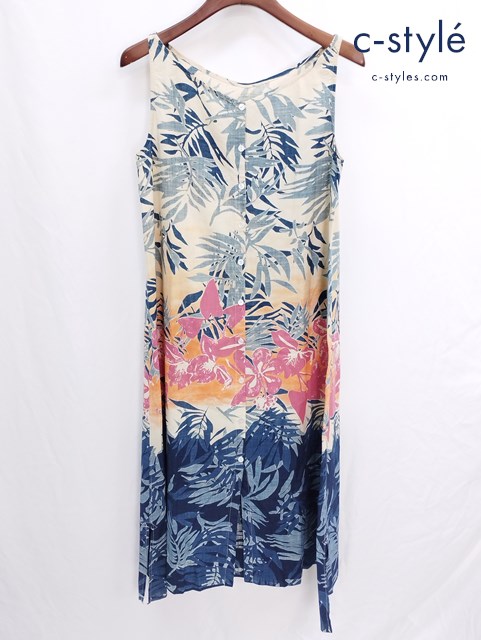 45’AI INDIGO ノースリーブワンピース 2 マルチカラー 総柄 花 草