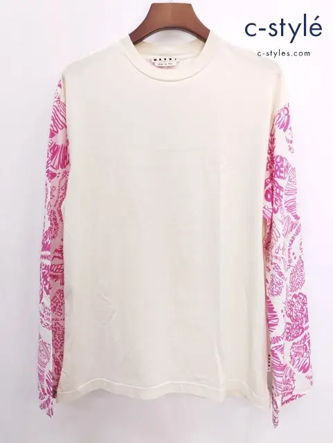 MARNI マルニ ドッキングカットソー 長袖 46 ベージュ×ピンク系 イタリア製