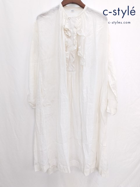 45R フォーティファイブアール タッサーカディのフリルドレス 0 クリーム系 ワンピース コットンシルク