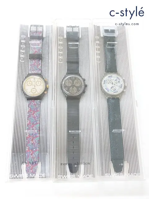swatch まとめ 腕時計 クォーツ CHRONO クロノ AWARD SCB108 GREENTIC SCV100 MOON SHADOW SCB110 計3点