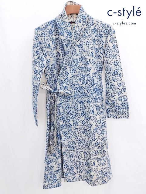 45R フォーティファイブアール ワンピース 3 インディゴ系 総柄 花 綿100%