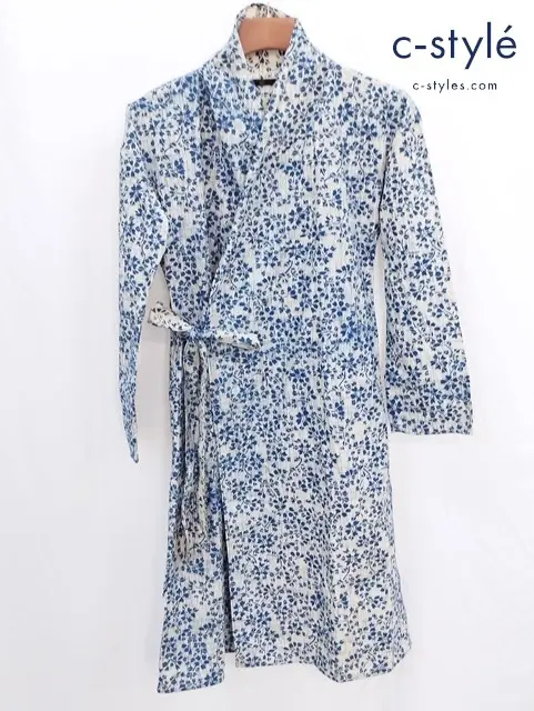 45R フォーティファイブアール ワンピース 3 インディゴ系 総柄 花 綿100%