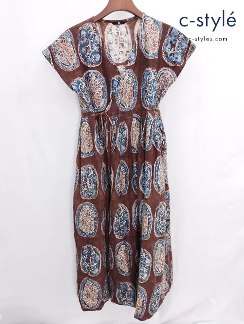 45R フォーティファイブアール カディシルクサテンブロックプリント ワンピース 0 ブラウン系
