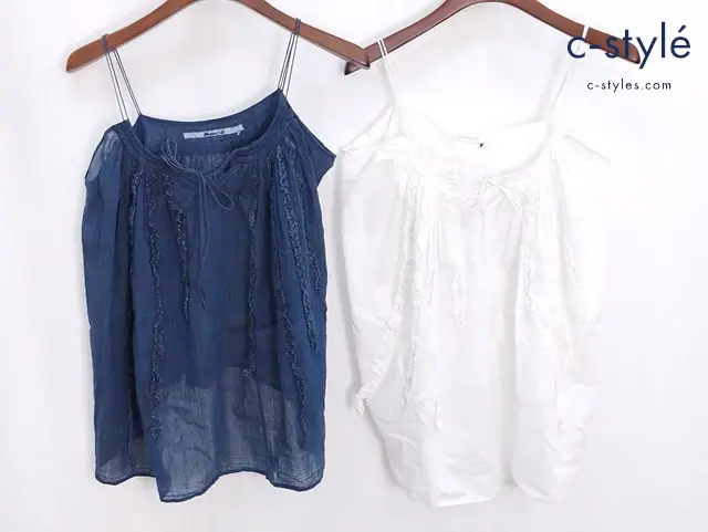 Badou-R バドゥアール フリルキャミソール インディゴ 2 ホワイト サイズ表記なし 綿100% ノースリーブ