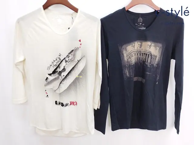 Roen ロエン 長袖 七分袖 Tシャツ size 46 ブラック クリーム 計2点