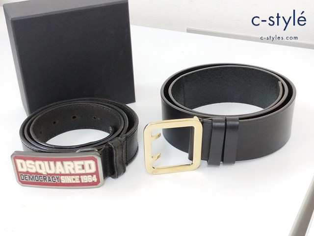 DSQUARED2 ディースクエアード レザーベルト XL ブラック S ブラック 計2点