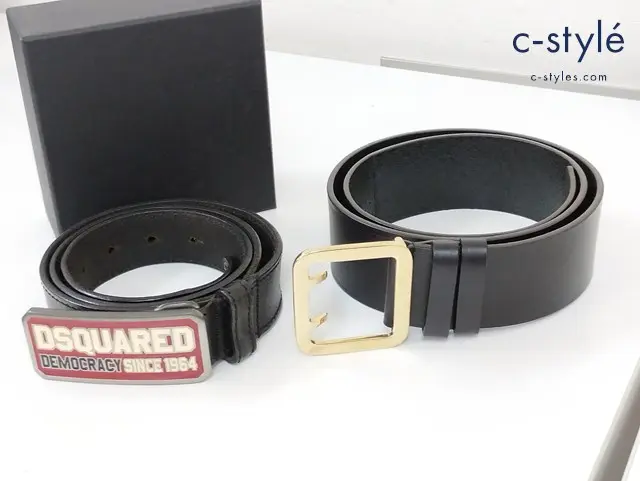 DSQUARED2 ディースクエアード レザーベルト XL ブラック S ブラック 計2点
