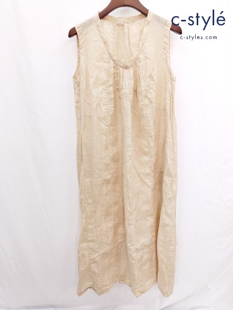45R フォーティファイブアール ノースリーブ ワンピース 0 ベージュ リネン 麻