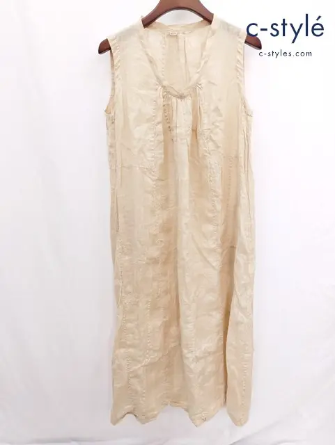 45R フォーティファイブアール ノースリーブ ワンピース 0 ベージュ リネン 麻