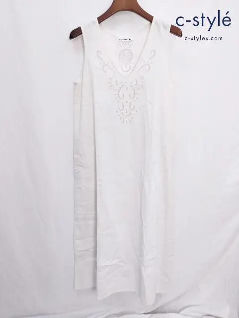 45R フォーティーファイブアール ノースリーブ ワンピース 2 ホワイト系 カットワーク レディース