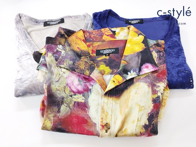 TORNADO MART トルネードマート Tシャツ 長袖 紫系 総柄 マルチカラー M 花柄 マルチカラー 計3点