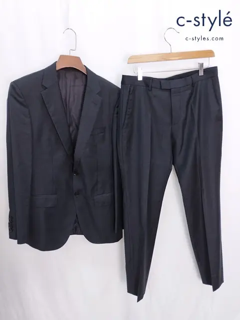 HUGO BOSS ヒューゴボス スーツ UK46 ブラック セットアップ Super150