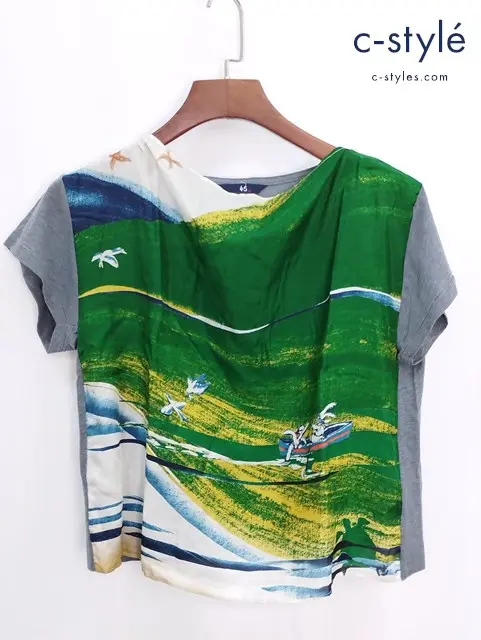 45R フォーティーファイブアール Tシャツ 0 グリーン系×グレー シルク 絵本バンダナ 半袖