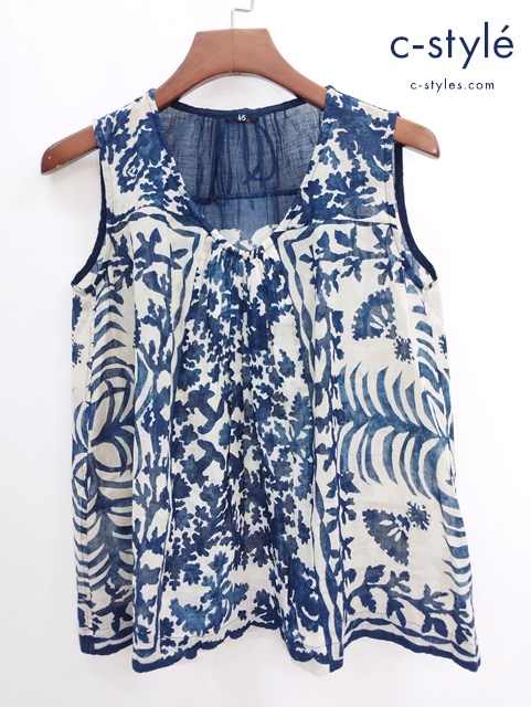45R フォーティーファイブ インディゴ抜染ハワイアンキルトキャミソール 0 クリーム 綿 植物 レディース