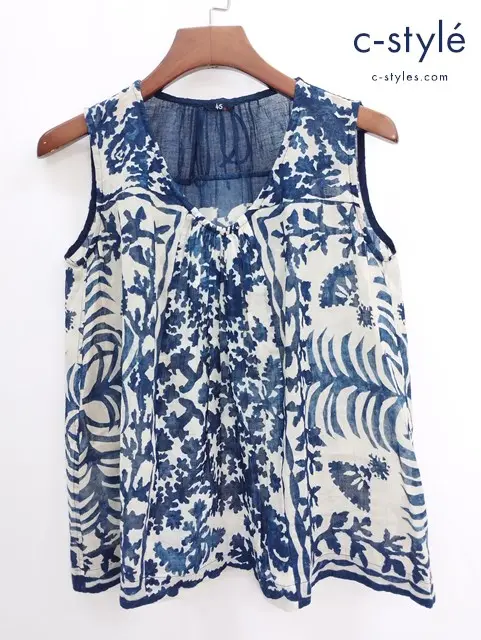45R フォーティーファイブ インディゴ抜染ハワイアンキルトキャミソール 0 クリーム 綿 植物 レディース