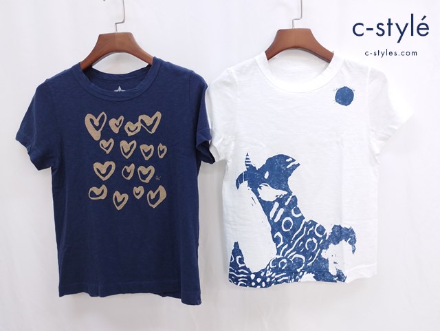 45R フォーティーファイブアール プリントTシャツ 1 2 ホワイト ネイビー 半袖 コットン レディース