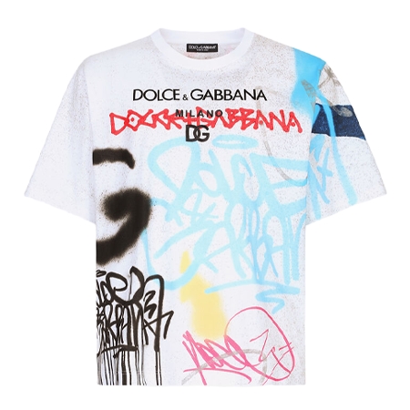 DOLCE & GABBANA(ドルチェ＆ガッバーナ) Tシャツ Tシャツ コットン スプレーグラフィティプリント