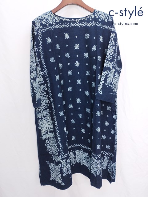 45R フォーティファイブアール ワンピース 0 インディゴ 総柄 コットン100％