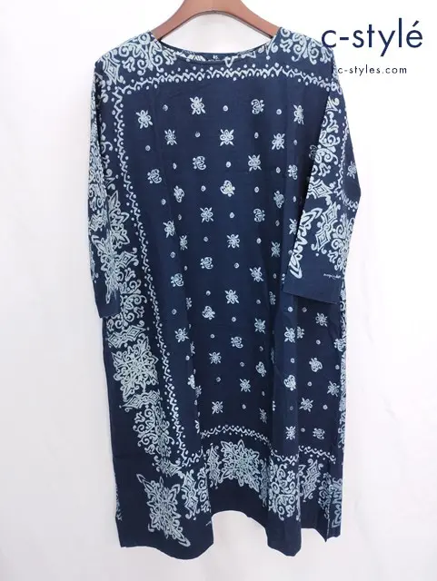 45R フォーティファイブアール ワンピース 0 インディゴ 総柄 コットン100％