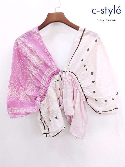 45R フォーティファイブアール 再び バンダナ ブラウス ピンク系 コットン100％ レディース