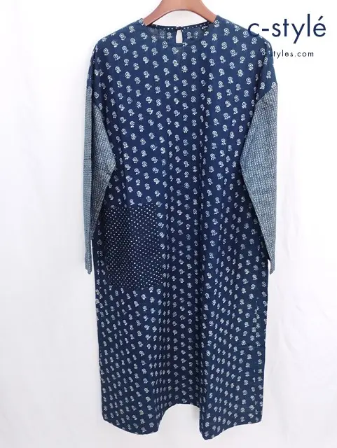 45R フォーティファイブアール パッチワーク ワンピース 0 インディゴ コットン100％ 花柄