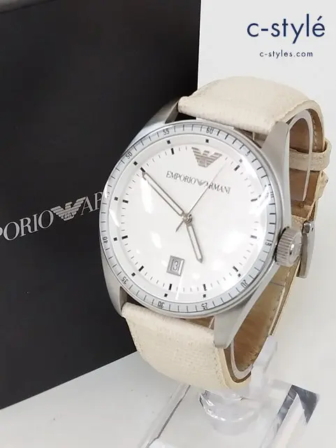 EMPORIO ARMANI エンポリオアルマーニ 腕時計 クォーツ AR-0525 シルバー&ホワイト