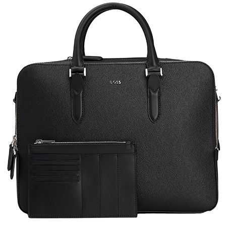 HUGO BOSS(ヒューゴボス) バッグ ストラクチャードレザー ドキュメントケース レタリングロゴ
