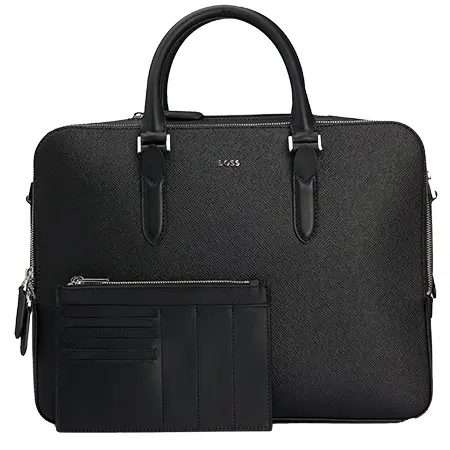 HUGO BOSS(ヒューゴボス) バッグ ストラクチャードレザー ドキュメントケース レタリングロゴ