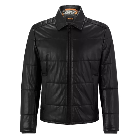 HUGO BOSS(ヒューゴボス) ジャケット キルティングパデッド レザージャケット カモフラージュプリント ライニング