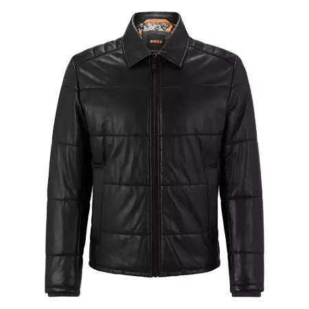 HUGO BOSS(ヒューゴボス) ジャケット キルティングパデッド レザージャケット カモフラージュプリント ライニング