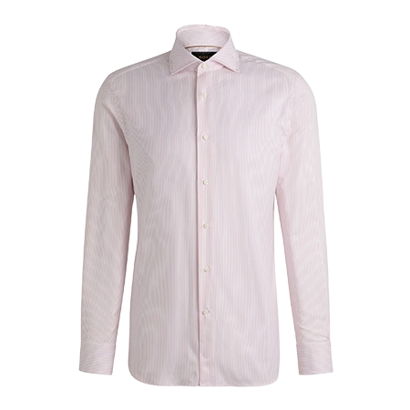 HUGO BOSS(ヒューゴボス) シャツ スリムフィットシャツ ストライプコットン スプレッドカラー