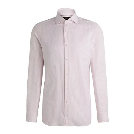 HUGO BOSS(ヒューゴボス) シャツ スリムフィットシャツ ストライプコットン スプレッドカラー