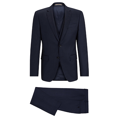 HUGO BOSS(ヒューゴボス) スーツ スリーピース スリムフィットスーツ パターン ストレッチウール