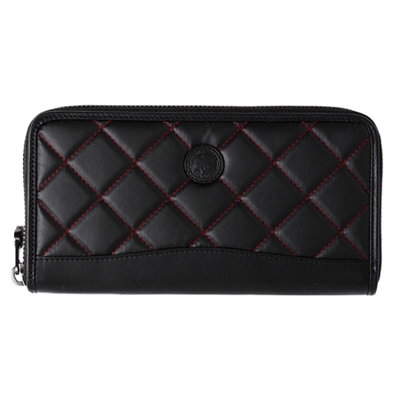 HUNTING WORLD(ハンティングワールド) 財布 バチューサーパスキルティング[ロングジップウォレット987BSQ]レッドステッチ6119026107