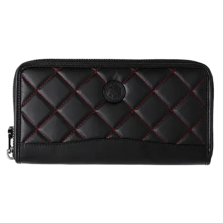 HUNTING WORLD(ハンティングワールド) 財布 バチューサーパスキルティング[ロングジップウォレット987BSQ]レッドステッチ6119026107