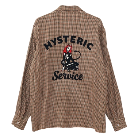 HYSTERIC GLAMOUR(ヒステリックグラマー) シャツ HYSTERIC SERVICE刺繍 オープンカラーシャツ
