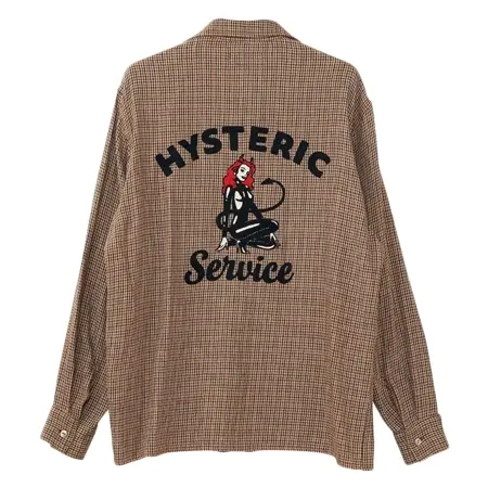HYSTERIC GLAMOUR(ヒステリックグラマー) シャツ HYSTERIC SERVICE刺繍 オープンカラーシャツ