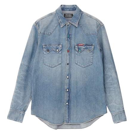 HYSTERIC GLAMOUR(ヒステリックグラマー) シャツ SUPER FUZZ刺繍 ウエスタンデニムシャツ