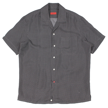 ISAIA(イザイア) シャツ ジオメトリックシャツ / MADDER SILK SHIRT / GRAY×BLACK (グレー×ブラック・970)