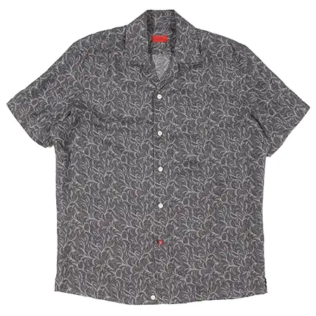 ISAIA(イザイア) シャツ ペイズリーシャツ / MADDER SILK SHIRT / GRAY×BLACK (グレー×ブラック・970)