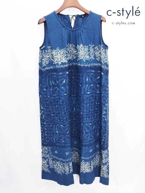 45R フォーティーファイブアール リネンアロハカットワークワンピース 0 インディゴ 藍染 ノースリーブ