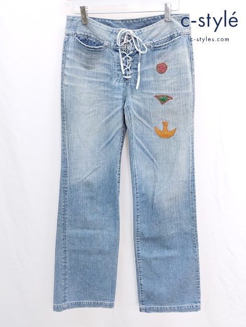 45R フォーティーファイブアール デニムパンツ 28 インディゴ 藍染 アップリケ レディース