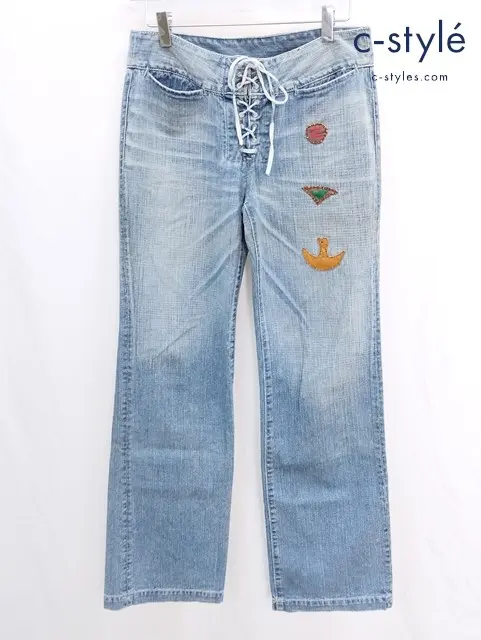 45R フォーティーファイブアール デニムパンツ 28 インディゴ 藍染 アップリケ レディース