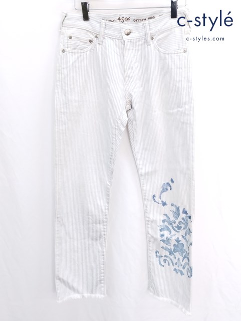 45R フォーティーファイブアール デニムパンツ 26 ブルー系 藍染 ストライプ コットン レディース