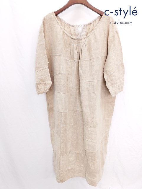 45R フォーティーファイブアール スモックドレス 0 ベージュ ワンピース リネン コットン シルク