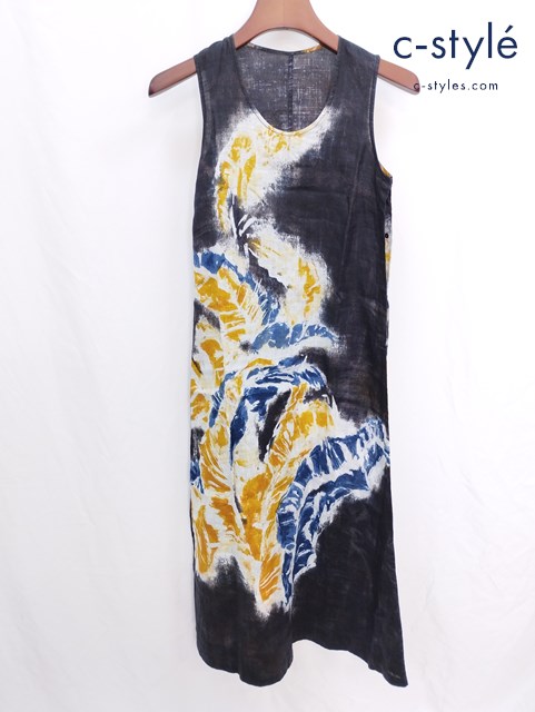 R by 45rpm アールバイフォーティーファイブアールピーエム ノースリーブリネンワンピース ブラック 3 藍染